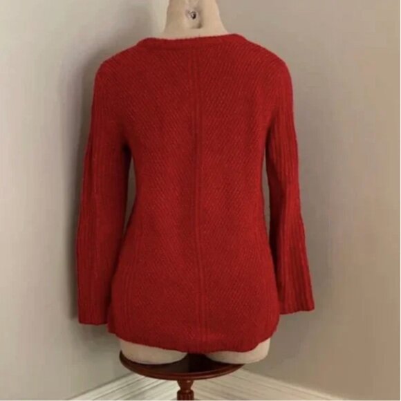 Madewell Hexcomb Texture Red Crewneck Long Sleeve Sweater Size Small - Picture 3 of 9